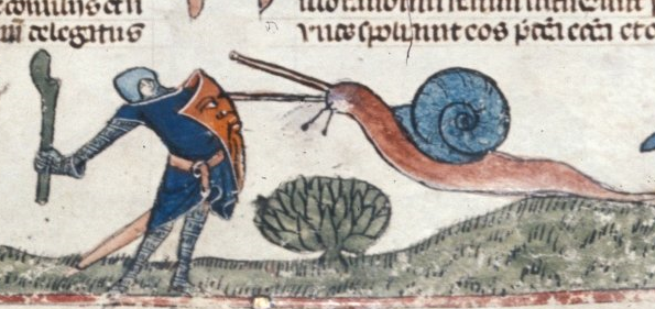 Un escargot attaque un chevalier